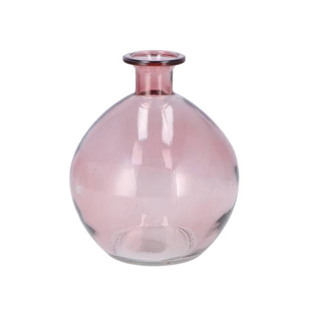 DK Design Bloemenvaas rond model - 2x - helder gekleurd glas - zacht roze - D13 x H15 cm - Vazen