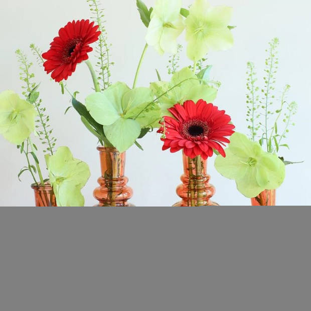 Ideas 4 Seasons Bloemenvaas Florence - 2x - zacht oranje glas - helder - D8,5 x H23 cm - Vazen