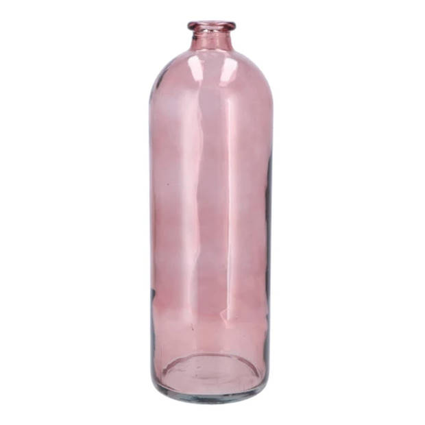 DK Design Bloemenvaas fles model - helder gekleurd glas - zacht roze - D14 x H41 cm - Vazen