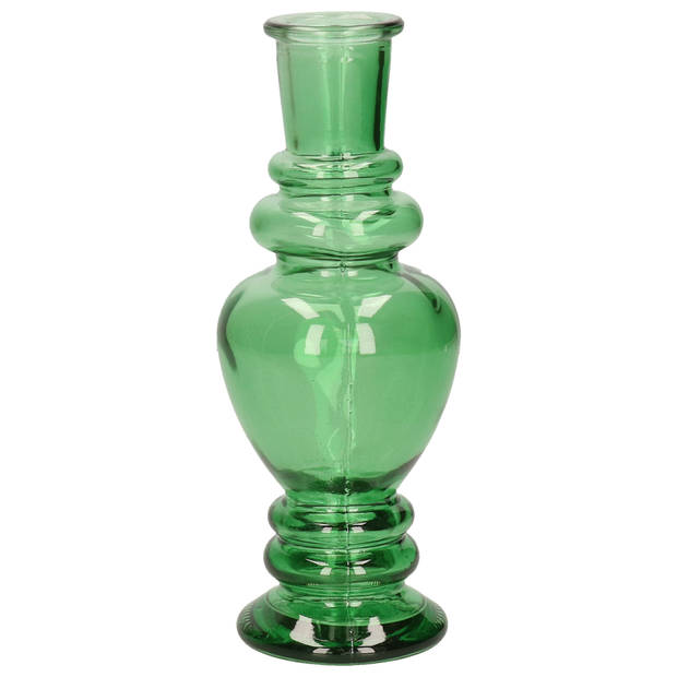 Kaarsen kandelaar Venice - 2x - gekleurd glas - helder groen - D5,7 x H15 cm - kaars kandelaars