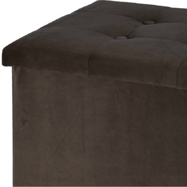 H&S Collection Poef/hocker/voetenbankje - opbergbox - bruin - polyester - 76 x 40 x 38 cm - Poefs