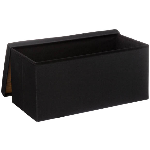 Atmosphera Poef/hocker/voetenbankje - opbergbox - fluweel zwart - PO/MDF - 38 x 38 x 76 cm - Poefs