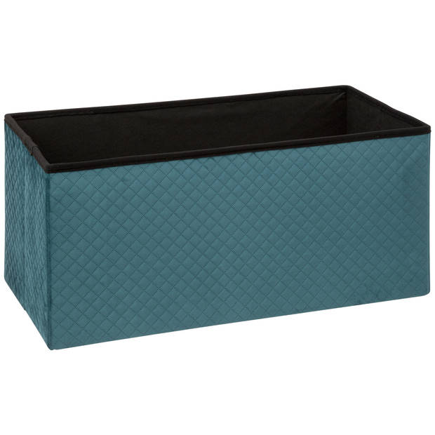 Atmosphera Poef/hocker/voetenbankje - opbergbox - fluweel blauw - PO/MDF - 38 x 38 x 76 cm - Poefs