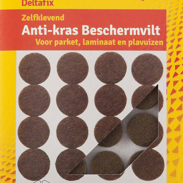 Deltafix Anti-krasvilt - 16x - bruin - 22 mm - rond - zelfklevend - meubel beschermvilt - Meubelviltjes