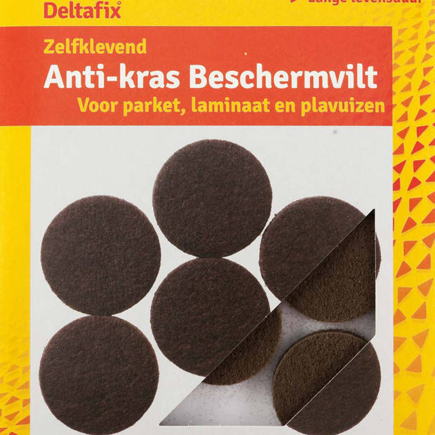 Deltafix Anti-krasvilt - 6x - bruin - 33 mm - rond - zelfklevend - meubel beschermvilt - Meubelviltjes