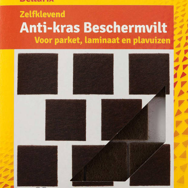 Deltafix Anti-krasvilt - 16x - zwart - 25 x 25 mm - vierkant - zelfklevend - meubel beschermvilt - Meubelviltjes