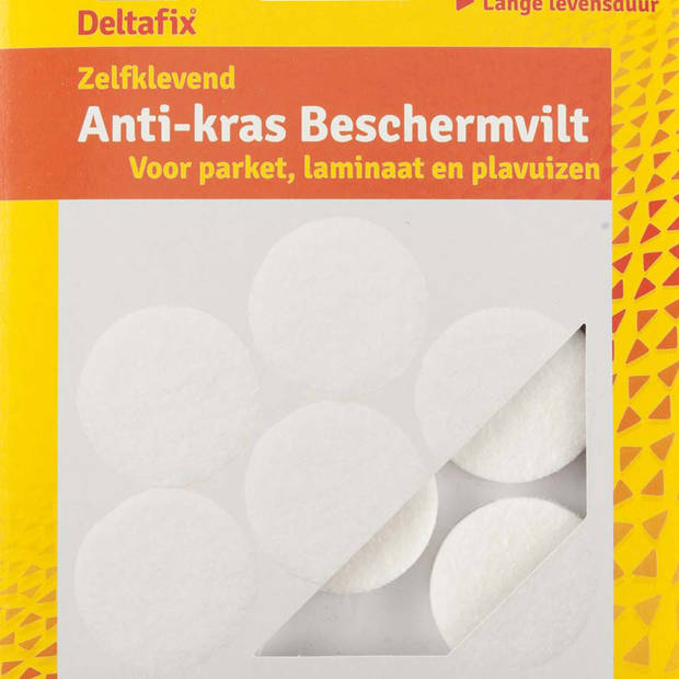 Deltafix Anti-krasvilt - 6x - wit - 33 mm - rond - zelfklevend - meubel beschermvilt - Meubelviltjes