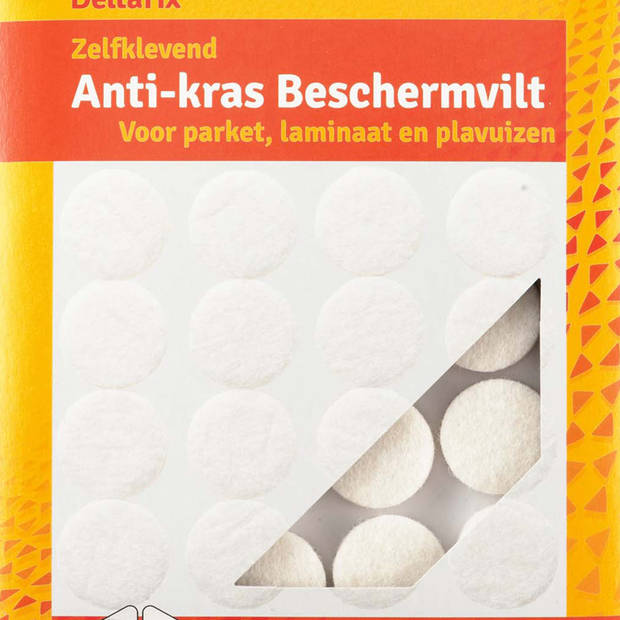 Deltafix Anti-krasvilt - 16x - wit - 22 mm - rond - zelfklevend - meubel beschermvilt - Meubelviltjes