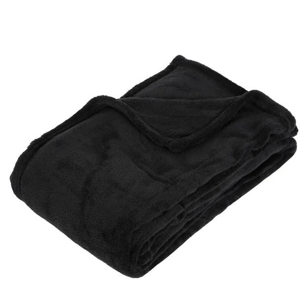 Fleece deken zwart 125 x 150 cm met voetenwarmer slof panda beer one size - Voetenwarmers