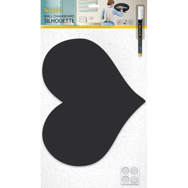 Zwart hart krijtbord/schoolbord met 1 stift 30 x 36 cm - Krijtborden