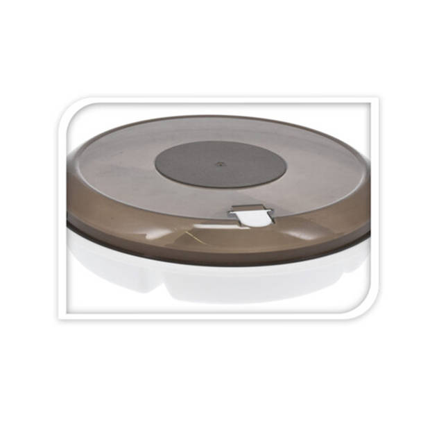 Excellent Houseware Magnetronschaal met vakjes - deksel - beige - kunststof - Dia 24 x H 6,5 cm - Magnetronbakken