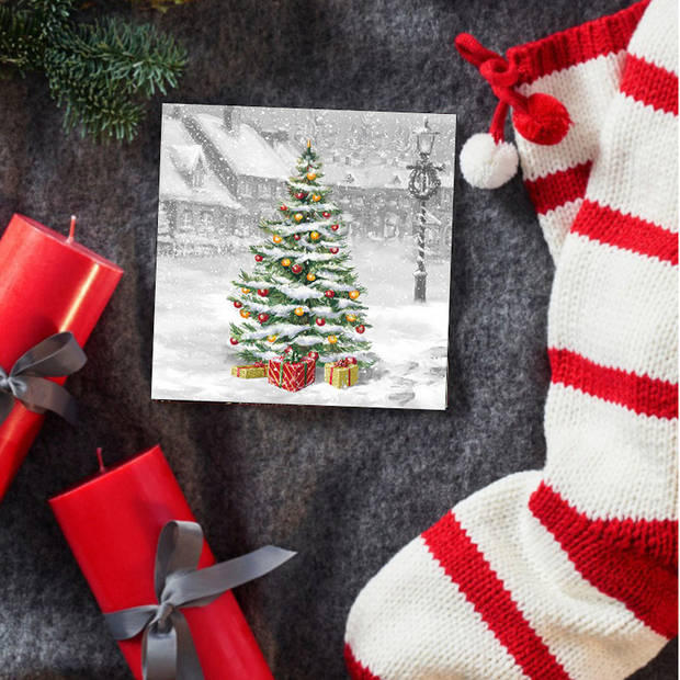 Ambiente kerst thema servetten - 40x - 33 x 33 cm - winter kerstboom - Feestservetten
