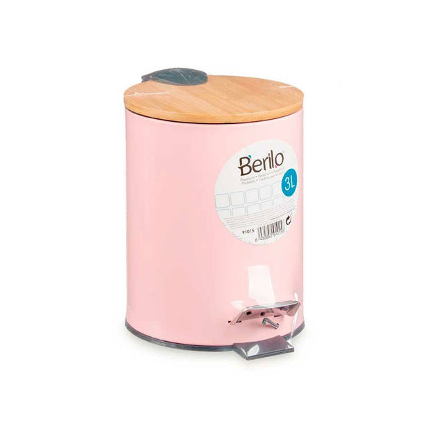 Berilo badkamer accesoires set Malaga - toiletborstel/pedaalemmer - lichtroze - Badkameraccessoireset