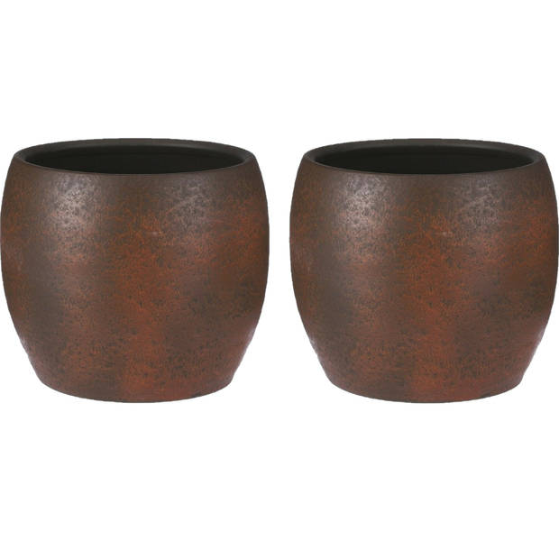 Mica Decorations Bloempot/plantenpot - 2x - roest/terracotta bruin - voor kamerplant - H31 x D33 cm - Plantenpotten