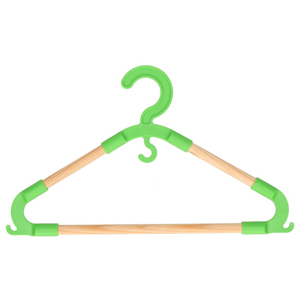 Storage Solutions kledinghangers voor kinderen - 9x - kunststof/hout - groen - Sterke kwaliteit - Kledinghangers