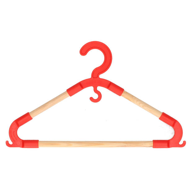 Storage Solutions kledinghangers voor kinderen - 9x - kunststof/hout - rood - Sterke kwaliteit - Kledinghangers