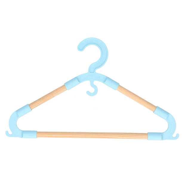 Storage Solutions kledinghangers voor kinderen - 9x - kunststof/hout - blauw - Sterke kwaliteit - Kledinghangers