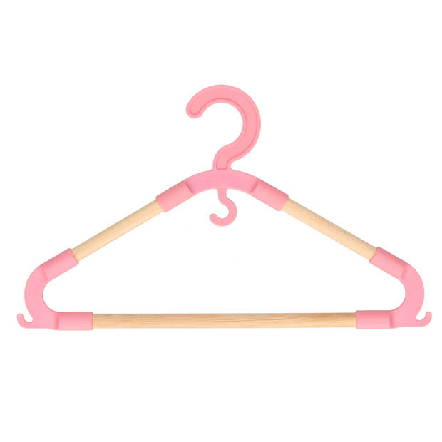 Storage Solutions kledinghangers voor kinderen - 24x - kunststof/hout - roze - Sterke kwaliteit - Kledinghangers