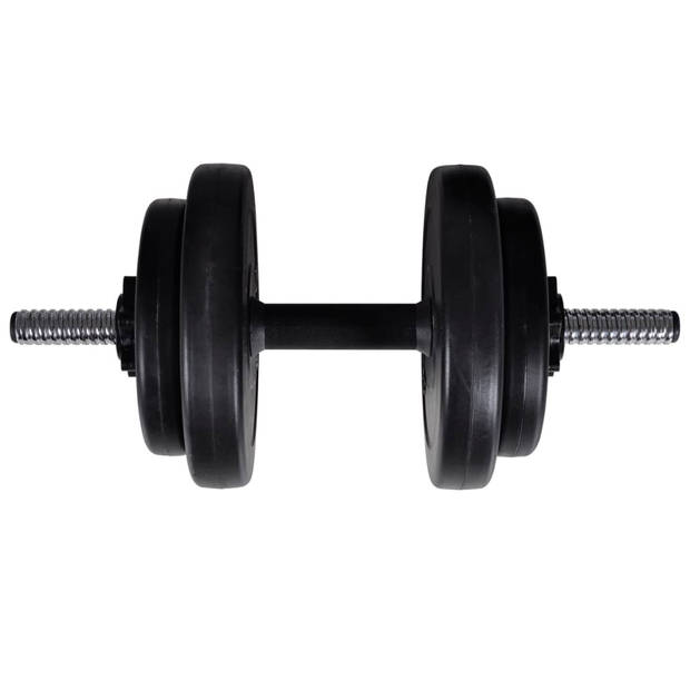 The Living Store Halterset - Ergonomisch ontworpen - 1 barbell - 2 dumbbells - 16 gewichtsschijven