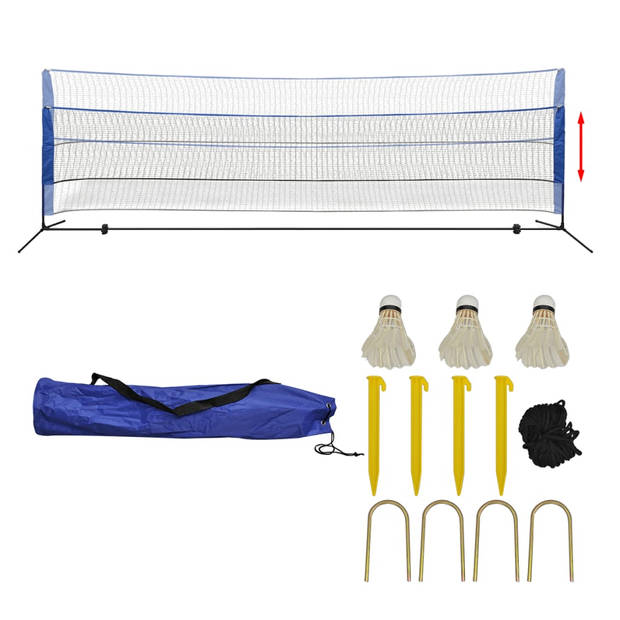 The Living Store Recreatieve Badminton Net Set - 500 x 72 cm - Inclusief accessoires