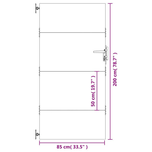 The Living Store Cortenstaal Zijpoort - 85 x 3 x 200 cm - Duurzaam en roestig - Afsluitbaar systeem