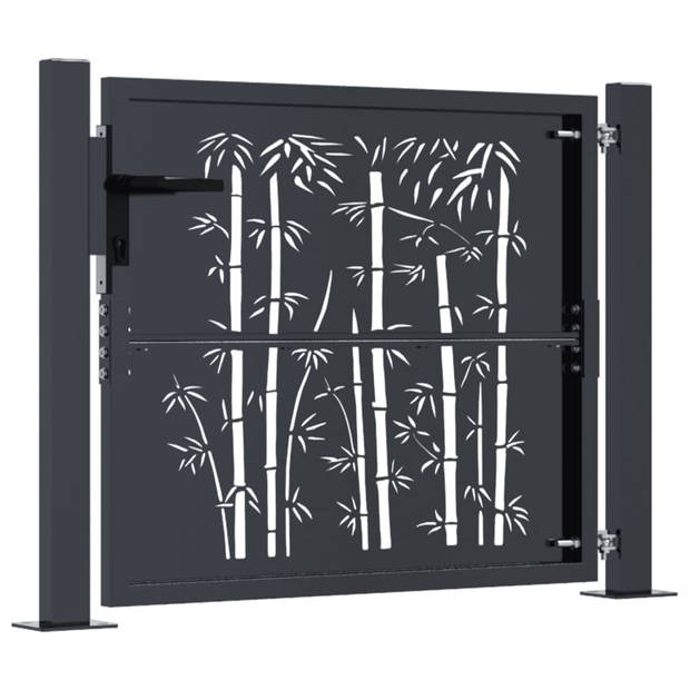 The Living Store Tuinpoort - Stalen lasergesneden ontwerp - 105 x 80 cm (B x H) - Antracietkleurig - Inclusief slot