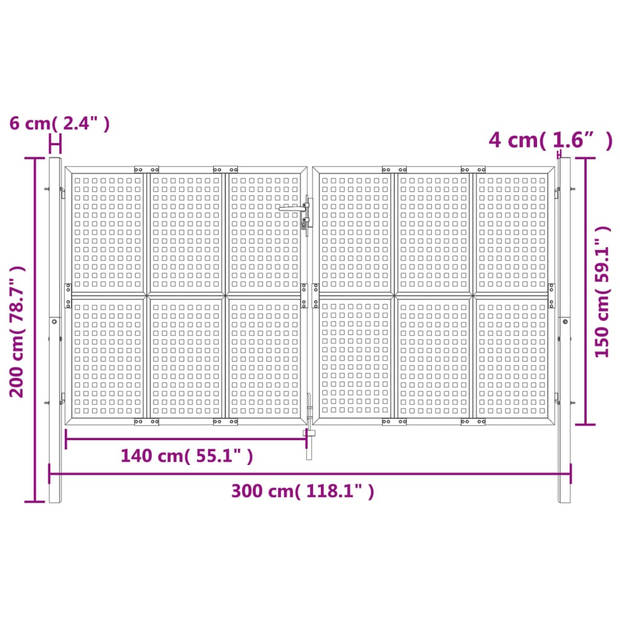 vidaXL Poort 300x200 cm staal antracietkleurig