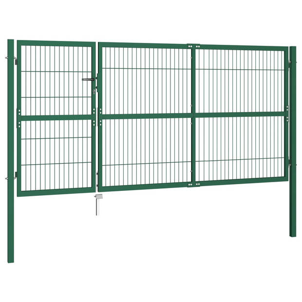 The Living Store Hekpoort Groen Gepoedercoat Staal - 140x350 cm - Inclusief 3 sleutels