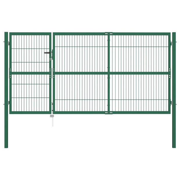 The Living Store Hekpoort Groen Gepoedercoat Staal - 140x350 cm - Inclusief 3 sleutels