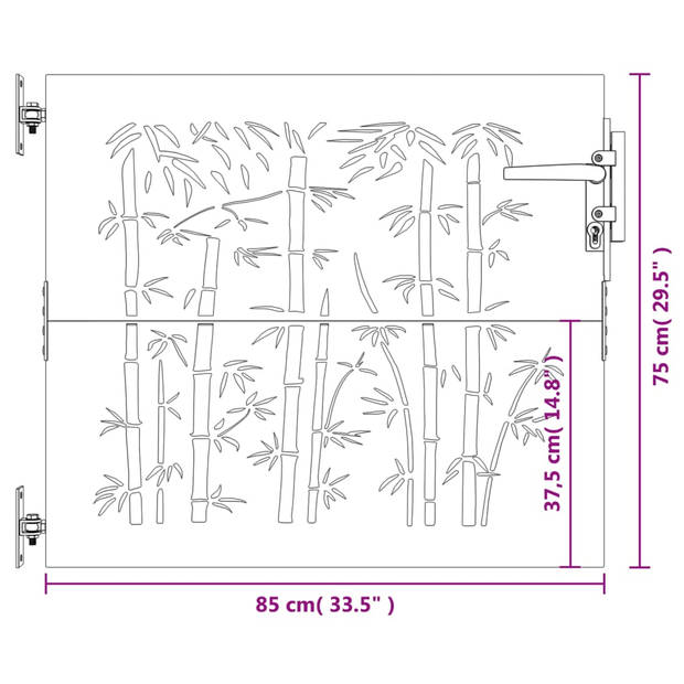 vidaXL Poort 85x75 cm bamboe-ontwerp cortenstaal