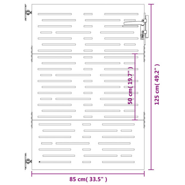 The Living Store Poort - Cortenstaal - 85 x 3 x 125 cm (B x D x H) - Afsluitbaar