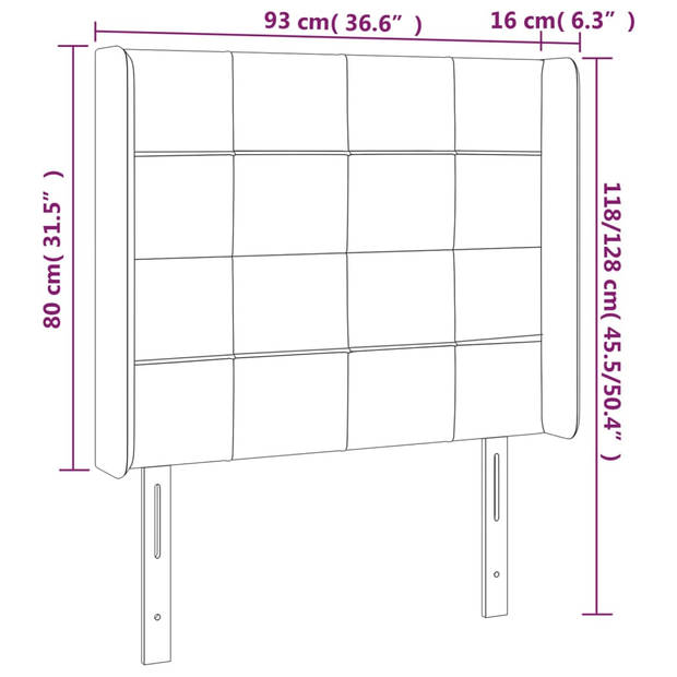 The Living Store Hoofdbord - LED-hoofdbord - donkerbruin - 93x16x118/128 cm - verstelbare hoogte