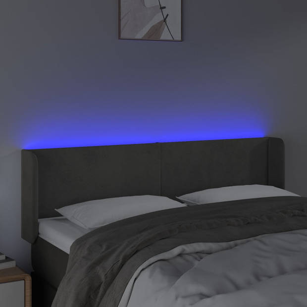 The Living Store Hoofdbord - LED-hoofdbord - Donkergrijs - 147x16x78/88 cm - Verstelbaar