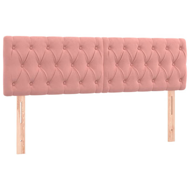 vidaXL Boxspring met matras en LED fluweel roze 140x190 cm