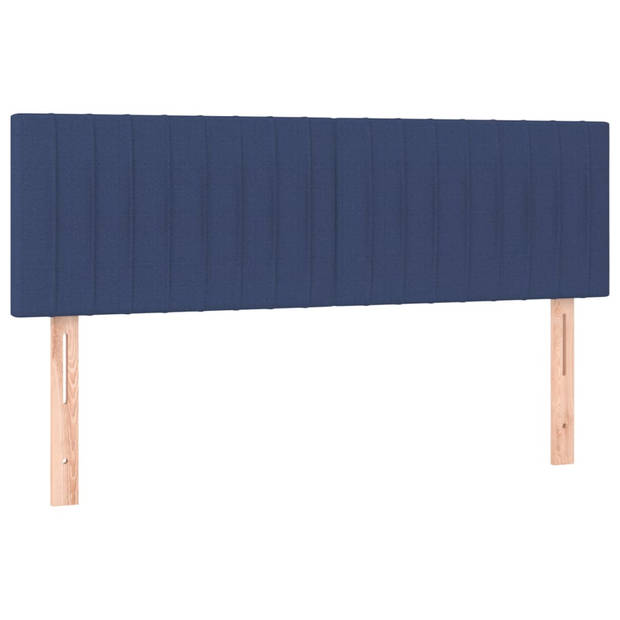 vidaXL Boxspring met matras stof blauw 140x190 cm