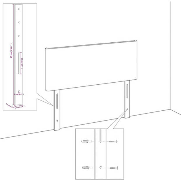 The Living Store Hoofdbord - crème - 90 x 5 x 78/88 cm - verstelbare hoogte