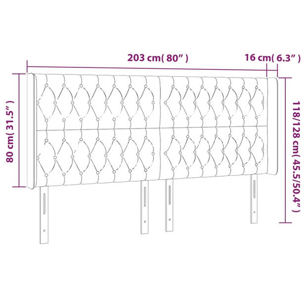 The Living Store Hoofdbord Comfort - Hoofdbord - Donkerbruin - 203 x 16 x 118/128 cm