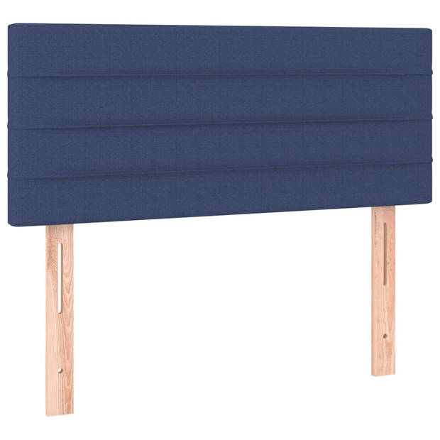 vidaXL Boxspring met matras en LED stof blauw 90x190 cm