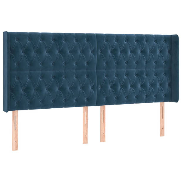 vidaXL Boxspring met matras en LED fluweel donkerblauw 180x200 cm