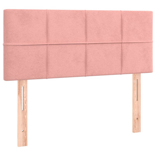 vidaXL Boxspring met matras fluweel roze 90x190 cm