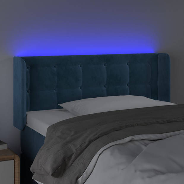 vidaXL Hoofdbord LED 93x16x78/88 cm fluweel blauw