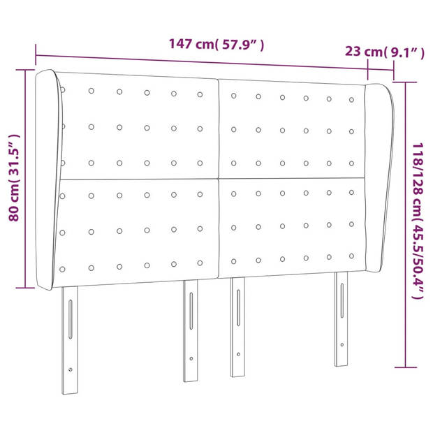 The Living Store Hoofdbord - Hoofdbord - 147 x 23 x 118/128 cm - Zwart