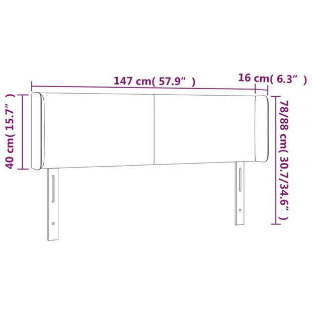 The Living Store Hoofdbord - Hoofdbord - 147 x 16 x 78/88 cm - Lichtgrijs