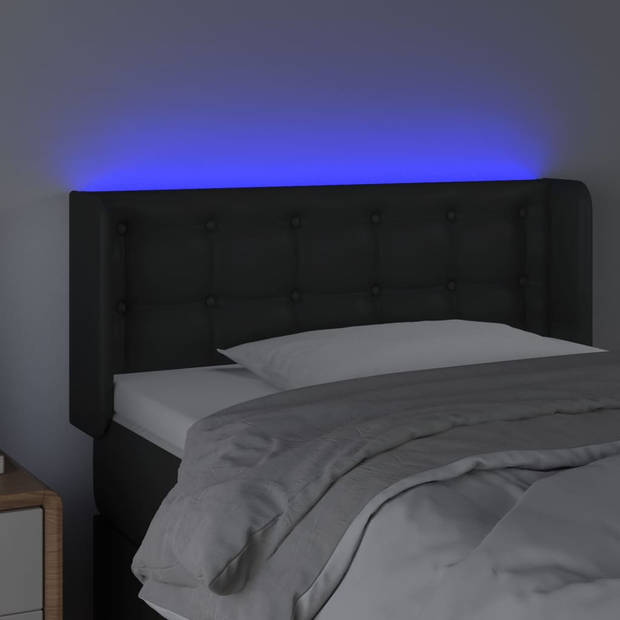 The Living Store Hoofdbord LED - Zwart - 103 x 16 x 78/88 cm - Duurzaam kunstleer - verstelbaar - LED-verlichting