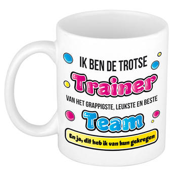 Bellatio Decorations cadeau mok voor trainer - grappig - keramiek - 300 ml - feest mokken