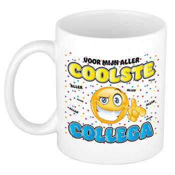 Bellatio Decorations cadeau mok voor collega - grappig - keramiek - 300 ml - coolste collega - feest mokken