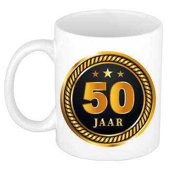 Bellatio Decorations - Cadeau drinkbeker/koffiemok - 50 jaar verjaardag 300 ML - feest mokken
