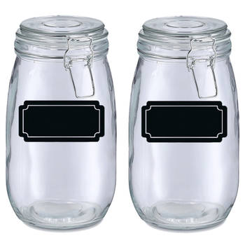 Weckpotten/inmaakpotten - 4x - 1.4L - glas - met beugelsluiting - incl. etiketten - Weckpotten