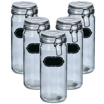 Weckpot/inmaakpot - 10x - 1L - glas - met beugelsluiting - incl. etiketten - Weckpotten