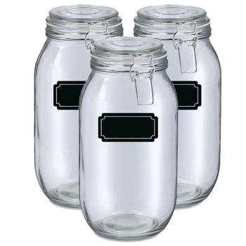 Weckpotten/inmaakpotten - 6x - 2L - glas - met beugelsluiting - incl. etiketten - Weckpotten